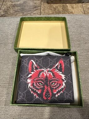 Men’s Black Wallet with Red Fox Motif
